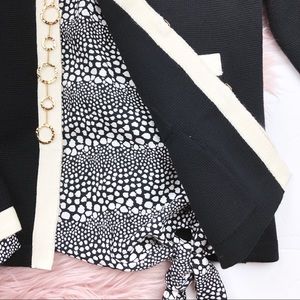 Talbots Black Side-Tie Polka Dot Striped Blouse L